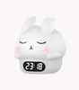 Despertador de Conejo Tímido Transfronterizo Luz Nocturna Colorida Reloj Multifuncional Pantalla de Temperatura Carga USB Luz Ambiental de Mesita de Noche