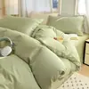 Juego de Cama de Algodón Puro de 4 Piezas, Grado Materno e Infantil Clase A, 60 Piezas, Estilo Ins, Juego de Ropa de Cama 100% Algodón, Color Sólido, Textiles para el Hogar de Nantong, Estilo Primavera y Otoño