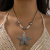 Collar de estrella de mar con concha de viento oceánico transfronterizo de Europa y Estados Unidos, exagerado collar de metal rosa de gran amor, traje