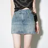 Falda Vaquera Retro Americana para Mujer en Primavera y Verano Estilo Nuevo Pequeña de Cintura Alta Efecto Adelgazante Anti-Exposición Falda Corta de Línea A que se Ajusta a la Cadera