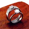Comercio electrónico transfronterizo superventas anillo moda coreana simple incrustado circonita pareja plata joyería de mano al por mayor