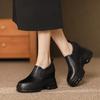 Zapatos de Salón Individuales Cómodos de Suela Gruesa con Tacón Ultra Alto de 9 cm Estilo Nuevo Primavera 2026 Punta Redonda Tacón Grueso Sin Cordones Casuales de Cuero