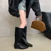 Primeiro Encontro Temporada Retro Coreano Bico Quadrado Camurça Salto Alto Botas Longas Femininas 2026 Nova Outono/Inverno Emagrecimento Botas de Cano Alto