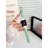 Correa de Reloj de Cuero Genuino Morandi de Bloques de Color Inclinados Compatible con Apple 11 S12 Huawei GT7 Fit5 Xiaomi Pulsera