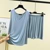 Conjunto de Colete com Decote em V Modal Conjunto de Duas Peças Top Feminino Sem Mangas Baixo Fino Solto Casa Pijamas Shorts Set