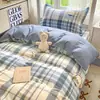 Juego de Tres Piezas para Cama de Dormitorio, Sábana y Funda de Edredón, Juego de Cuatro Piezas 100% Algodón Puro, Sábana Individual para Estudiantes Universitarios, Estilo 3 de Sábana para Cama de Dormitorio