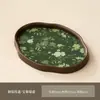 Bandeja de Té de Cristal Estilo Chino Begonia, Soporte para Tazas de Té Color Nogal, Bandeja Pequeña para Té Seco, Bandeja de Almacenamiento para Sala de Estar del Hogar