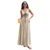 Amazon Europa y América transfronterizo 2026 verano nuevo elegante estilo de oficina color tie-dye bloques de color cuello en V sin mangas vestido para mujer