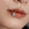 Collar de Cubo de Azúcar Azul Marino Aurora para Mujer 2026 Nuevo Lujo Ligero Exquisito Acero de Titanio Cadena para Clavícula No Desvanecible Joyería Personalización