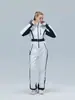 Nuevo traje de esquí de una pieza para mujer, corte ajustado, ceñido a la cintura, a prueba de viento, impermeable, cálido, conjunto de chaqueta de esquí con capucha y pantalones