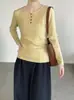 Top de punto Taochuan con cuello redondo, diseño ajustado para mujer 25 Invierno, diseño de botones, camiseta interior de manga larga Yl369