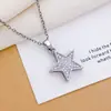 Colar Cruzado Europeu e Americano Micro-Incustado Zircônia Estrela de Cinco Pontas Acessórios para Mulheres Design Exclusivo Refinado Moda Colar de Aço Titânio