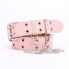 Cinturón de PU de doble hilera con ojales de aire para mujer, estilo punk, estilo coreano, cadena de moda, cinturón ancho decorativo para mujer