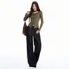 Jeans de pierna ancha talla grande para mujer, de algodón lyocell azul oscuro transfronterizos, nuevo estilo liso de pierna recta con caída para principios de otoño de 2026