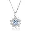 Collar de Plata de Ley S925 con Copo de Nieve y Piedra de Nacimiento de los Doce Meses para Mujer Cadena de Clavícula con Colgante de Flor de Amazon