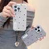 Ins Otoño e Invierno Lunares Franela Adecuado para Funda de Teléfono Móvil Apple 16promax iPhone15 Japón y Corea 14 Avanzado 13 Mujeres X