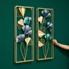 Nuevas Decoraciones de Hoja de Ginkgo de Hierro Estilo Chino Decoración Suave para el Hogar Colgante para Fondo de Pared de Sala de Estar y TV Colgante de Pared para Entrada