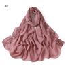 Renda Bordada Trevo de Quatro Folhas Leve Respirável Cor Sólida Chiffon Pérola Renda Lenço Longo Xale Chiffon