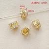 Cuentas huecas de circonita con incrustaciones chapadas en oro real de 14 quilates, joyería hecha a mano, pulsera, collar, accesorios con cuentas de perlas.