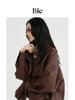 Chaqueta de Cuero Corta Negra Mate Texturizada Bie para Mujer de Gama Alta Retro con Cuello Alto y Cremallera Chaqueta de Motociclista