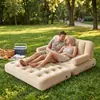 Superventas transfronterizo sofá cama inflable automático 2 en 1 para camping al aire libre, plegable, engrosado, flocado, reclinable perezoso para dos personas