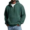 Jaqueta Masculina com Capuz de Cor Sólida, Manga Longa, Waffle, Estilo Americano, Outono/Inverno, Nova, Casual Solta, Roupas Masculinas Hoodie