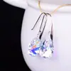 Pendientes de Cristal de Colores de Nuevo Estilo Transfronterizos, Simples y Elegantes, Ganchos Versátiles, Joyería Moderna Europea y Americana, Venta Directa del Fabricante