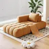 Estilo Crema Francesa Gato Felpa Esponja Chaise Chaise Sofá Individual Reclinable Sala de Estar Dormitorio Balcón Sofá Perezoso Madera