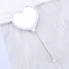 Espejo de Maquillaje de Mano con Forma de Corazón DIY Espejo con Perlas Portátil Espejo de Maquillaje de un Solo Lado Espejo de Maquillaje de Corazón de Plástico Venta al por Mayor