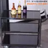Carrinho de Bar de Aço Inoxidável Móvel Entrega de Comida Hotel Restaurante Lanches Chá Água Sobremesas Carrinho Doces Bolos Carrinho de Empurrar Manual Comercial