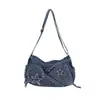 2026 Nova Moda Feminina Casual Jeans Retrô Estilo Artístico Bolsa Transversal Diária Multibolsos Bolsa de Ombro para Motocicleta