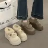Estilo Dulce Diario con Faldas, Zapatos de Algodón Peludos de Suela Gruesa Cálidos y que Aumentan la Altura, Nuevos Zapatos de Plataforma Birkenstock Invierno 2025