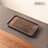 Bandeja de té casera de bambú con drenaje y almacenamiento de agua, bandeja pequeña de preparación en seco para té kung fu, bandeja de té de preparación en seco estilo Zen para uso doméstico