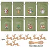 Bolsas de Arpillera Navideñas, Bolsas de Regalo para Fiestas Infantiles, Bolsas de Dulces de Lino con Cordón, Bolsas de Empaque de Regalo de Muñeco de Nieve Navideño