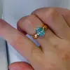 Anillo de Moissanita Rosa Oro Rosa Estilo Hong Kong Vintage de 2 Quilates Verde Viento de Lujo Taladro Dedo para Mujeres Joyería Simple de Exhibición