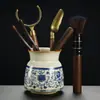 Juego de Té Gongfu Ru Ware Azul, Blanco y Beige Tetera para Uso Doméstico Tazas de Té de Alta Calidad Gaiwan para Preparar Té Cerámica Gong Dao Bei