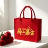 Bolso tote nuevo de fieltro, bolsa de fieltro, bolsa de regalo para recuerdo de boda, bolso de mano rojo brillante para Año Nuevo