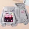 Sudadera con capucha de cremallera de moda holgada para niños y niñas, estampado de dibujos animados de K-Pop, para primavera y otoño, chaqueta sudadera casual transfronteriza