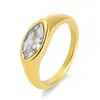 Anillo de Moda Personalizado Diseño Minimalista Transfronterizo Oro de 18K Acero Inoxidable Incrustado con Circonita Anillo para Mujer Joyería de Alta Gama