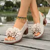 Sandalias Casuales Cómodas de Verano 2026 para Mujer Talla Grande, Estampado Floral, Peep-Toe, Slip-On, Talla Única