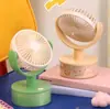 Iluminação LED Gradiente, Ventilador de Mesa com Ângulo Ajustável, Vento Forte de Três Velocidades, Ventilador Pequeno Recarregável por USB para Mesas de Escritório e Dormitórios