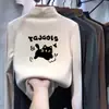Camiseta interior de forro polar con cuello alto medio para niñas, nuevo estilo otoño/invierno, camiseta casual de manga larga moderna y versátil, top cálido para bebés