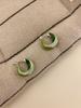 Pendientes Geométricos Verdes con Esmalte Floral Estilo Primavera y Verano 2025 Pendientes de Estilo Fresco Sentido de Diseño Simple Hebilla de Oreja