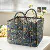 Cesta de Almacenamiento de Tela Estilo Hogareño Pastoral Coreano Transfronteriza para Ropa y Artículos Varios, Patrón Floral con Asa para Almacenamiento de Ropa Interior