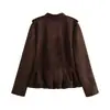 Fabricante mayorista de ropa para mujer transfronteriza 2026 Moda europea y americana casual con botones de nudo textura de gamuza prenda de abrigo