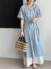 Vestido Artístico Holgado de Estilo Retro Japonés con Cuello Redondo para Mujer Estilo Mori Superposición Adelgazante Casual Línea A C3299