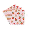 Nuevo plato de papel de fresa de encaje de frutas, mantel de fresa roja de dibujos animados, juego de decoración de vajilla para niños