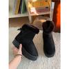 Jin Mi 2024 Invierno Nuevo Boca Maomao Botas de Nieve para Mujer Decorativas con Lazo Casual Zapatos de Algodón con Suela Gruesa para Mujer