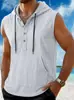 Colete Masculino de Verão Estilo Americano, Solto, Casual, Cor Sólida, com Capuz, Sem Mangas - Amazon Transfronteiriço