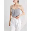 Camisola Nueva Colección Primavera Verano con Copas y Hermoso Diseño en la Espalda, de Botones al Frente, Adecuada para Usar en Capas o Sola, Estilo Corto